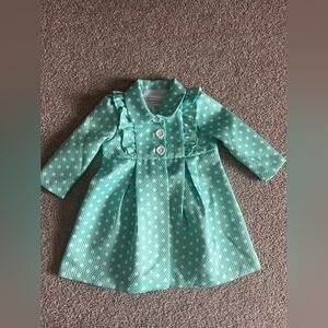 Bonnie Baby Mint Green Polka Dot Coat Dress